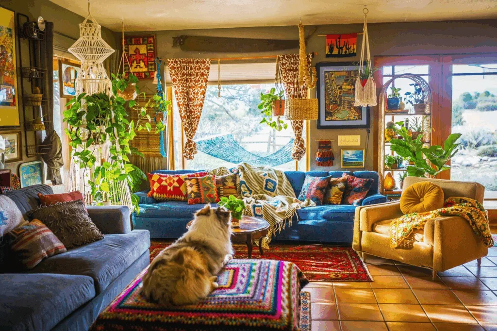 Ruang Tamu Gaya Bohemian